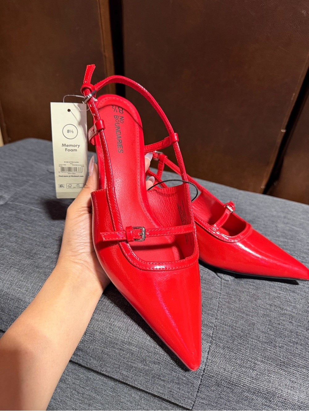 NWT No Boundaries Red Patent Slingback Kitten Heels 8.5